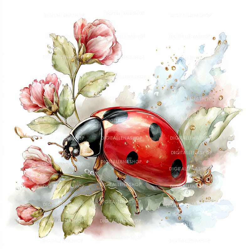 Spring Ladybug Watercolor Clipart Set | Garden Insect Art | Journal ...