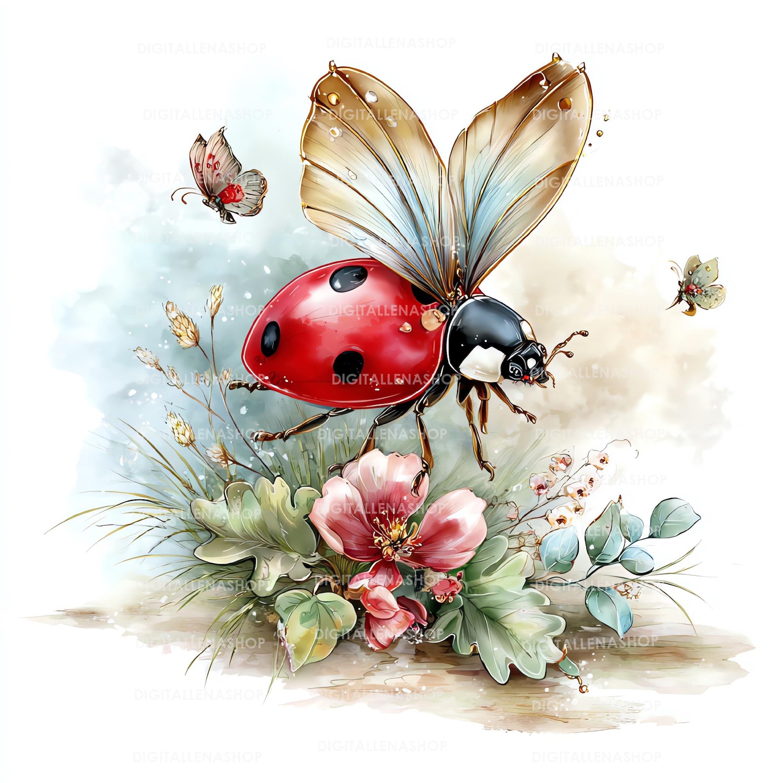 Spring Ladybug Watercolor Clipart Set | Garden Insect Art | Journal ...