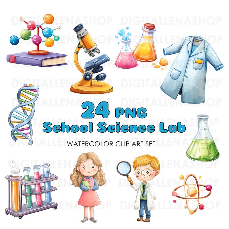 Science Lab Clipart: Chemistry Classroom Illustrations (PNG Files ...