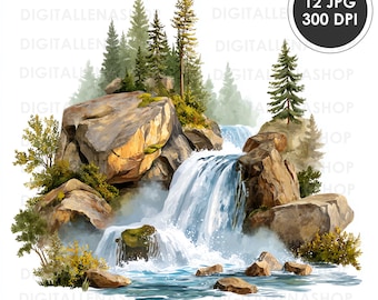 滝の風景 油彩画 滝の風景 油彩画 油彩画 滝の風景 約30cm x 40cm 油彩絵