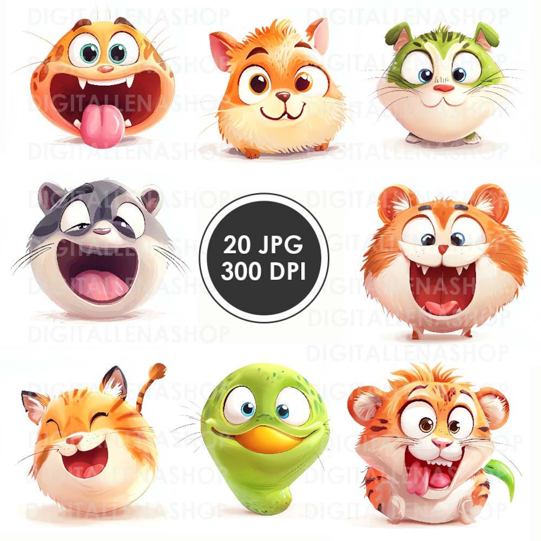 Cute Kawaii Animal Watercolor Clipart JPG | Kawaii Animal Kids Stickers ...