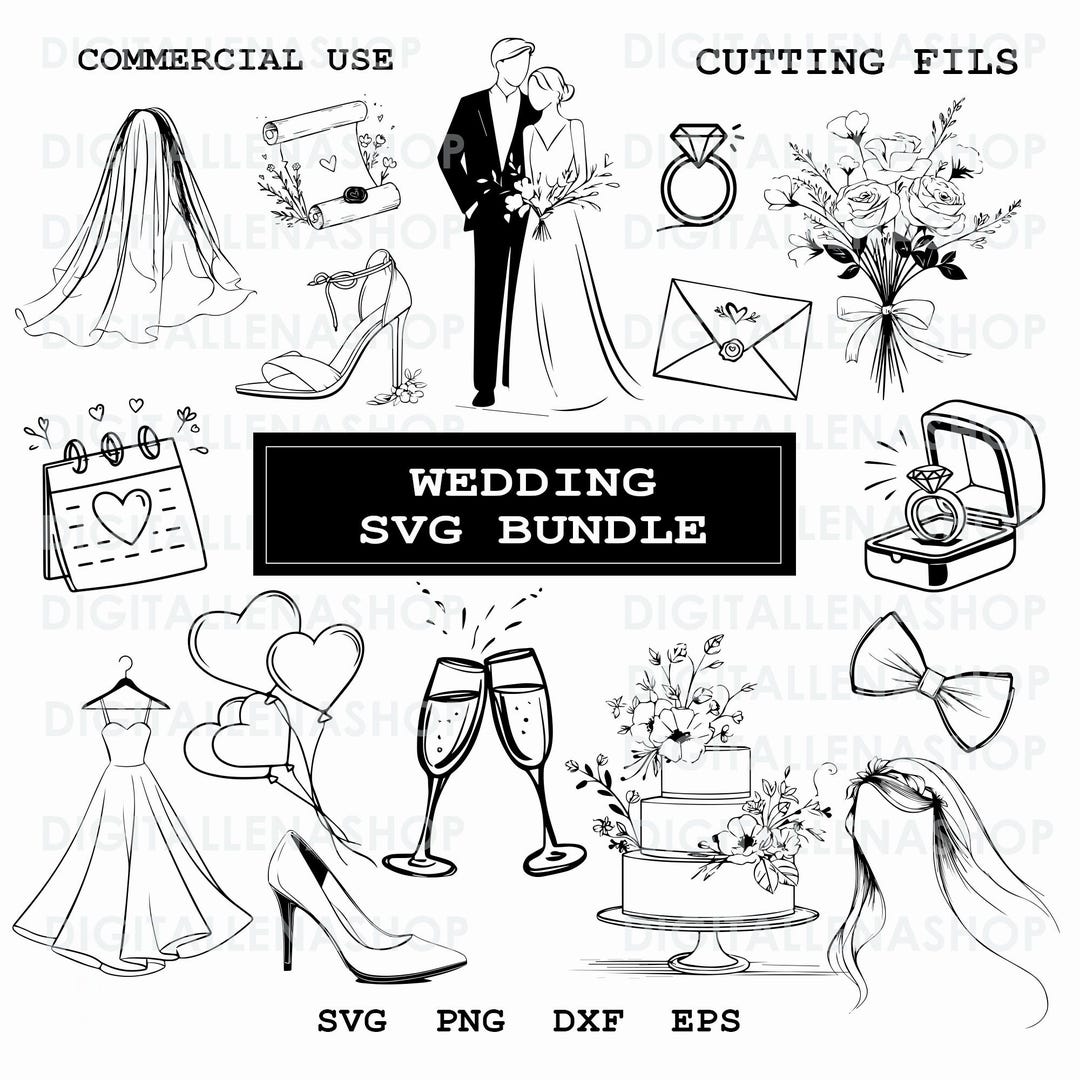 Wedding SVG Bundle, Bride and Groom Clipart (digital Download) - Etsy
