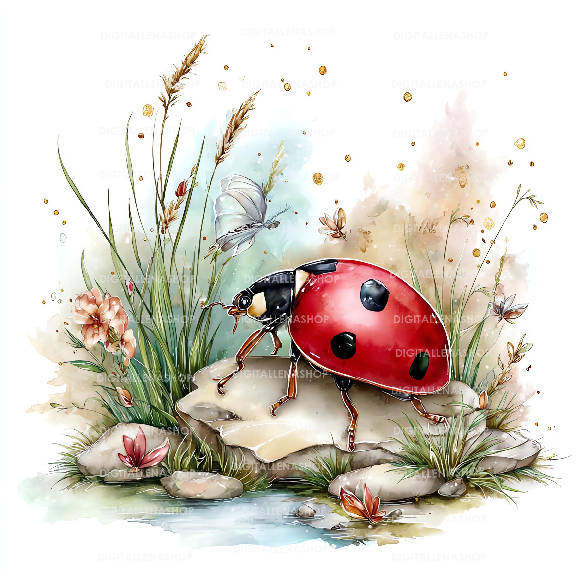 Spring Ladybug Watercolor Clipart Set | Garden Insect Art | Journal ...