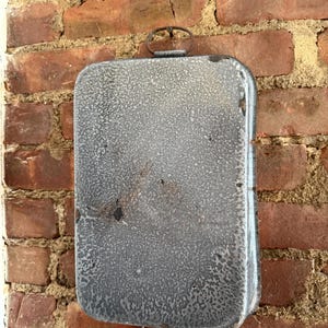 Antique Grey Enamel Graniteware Baking Pan with Handles.