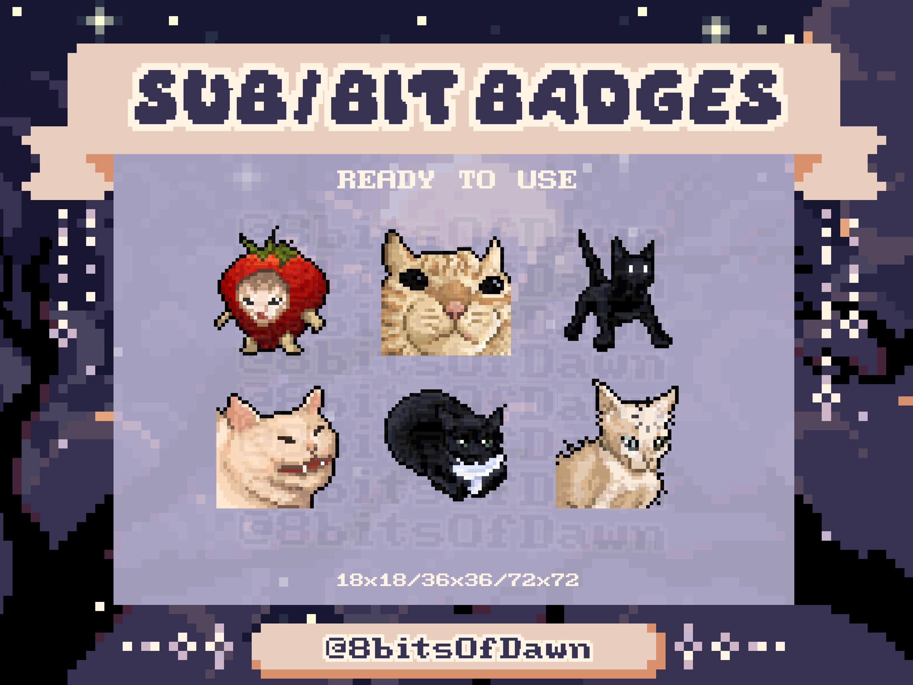 Silly Cat Meme Bit/Sub Twitch Badges - Ready to use - Instant download - Funny / Cute / Meme / Cat / Kitty
