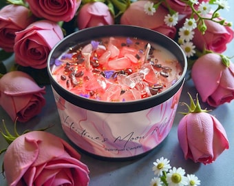 Love Intention Candle | Garnet, Rose Quartz, Moon Charged
