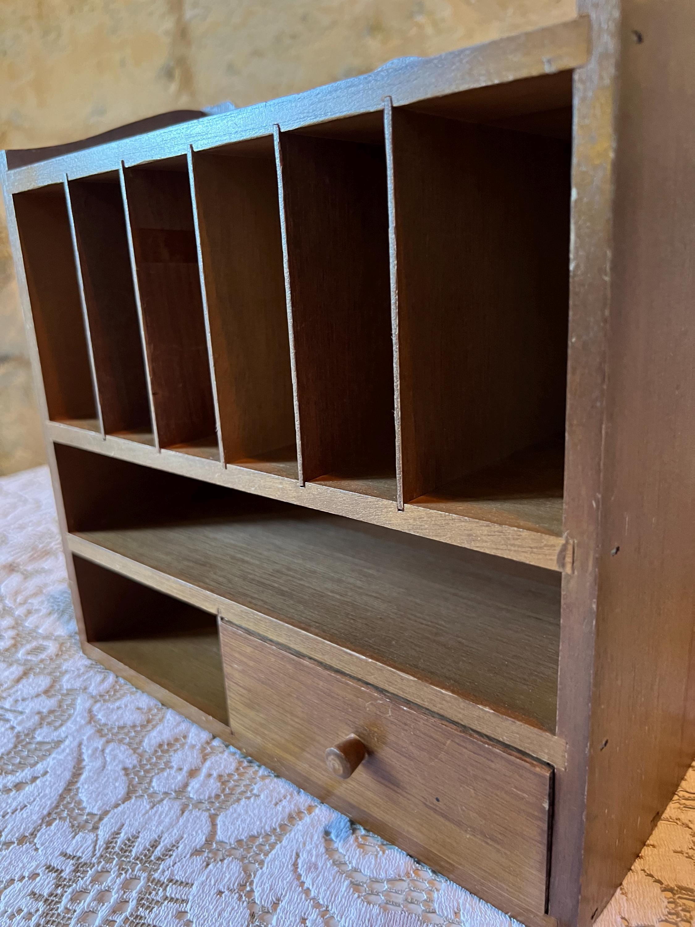 Boîte De Rangement En Bois Vintage Avec Tiroirs – Organisateur Bureau 23x16x16 Cm, Couleur Jaune Clair – Pour Accessoires, Bijoux, Fournitures