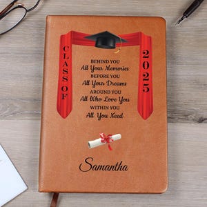 Personalized Graduation Journal: Vegan Leather A5 Notebook, Class of 2025