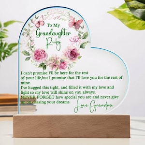 Granddaughter Butterfly Heart Acrylic Plaque gift from Grandma | Granddaughter birthday| Christmas gift for granddaughter from Nanny | Gigi
