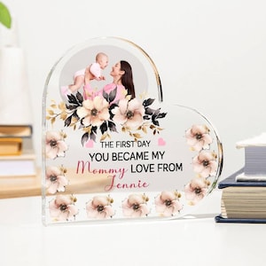 Personalised Day You Became My Mommy Acrylic Heart Plaque | Heart from Daughter Son | Sentimental Gift | Mother&#39;s Day | Gift for New Mom