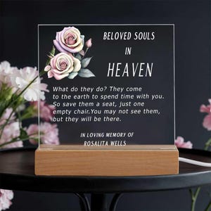 Beloved Souls in Heaven Acrylic Memorial Plaque, Custom Plaque, Personalized Memorial Message, Rememberance Gift, Memorial Gift, loss of Dad