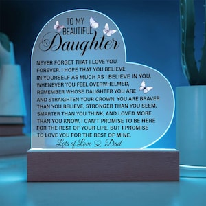 Daughter Acrylic Plaque Gift: LED Light, Sentimental Keepsake