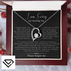 Przepraszam za to, że Cię zraniłem. Naszyjnik z napisem Forever Love, naszyjnik z przeprosinami dla niej, prezent dla dziewczyny, prezent dla żony, prezent dla przyjaciela