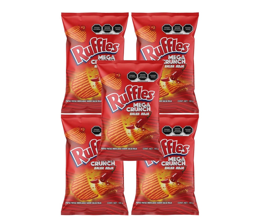 Ruffles Mega Crunch Salsa Roja Sabritas Mexican Chips (BOX WITH 5 BAGS ...