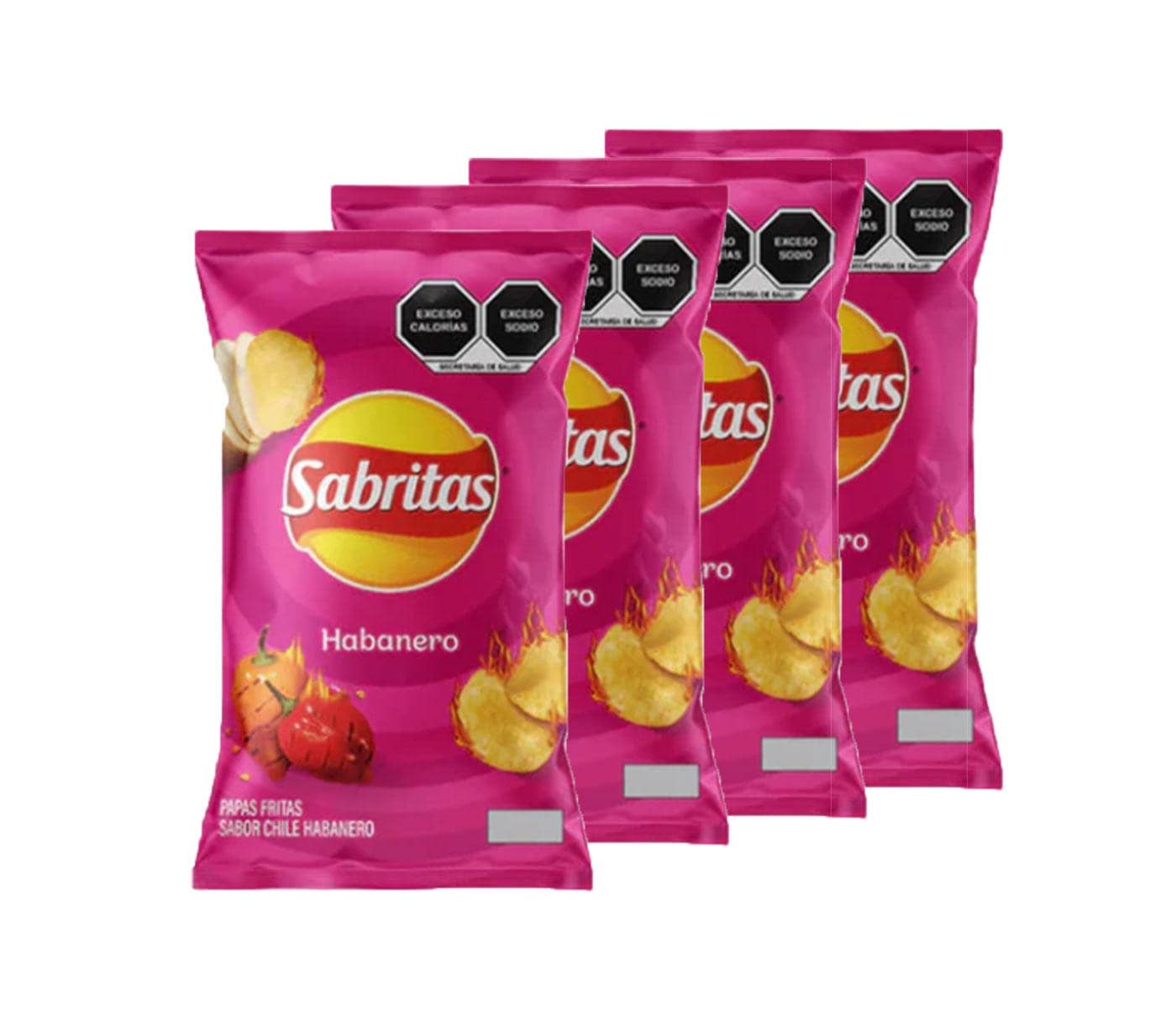 Sabritas Mexican Chips Habaneras (BOX WITH 4 BAGS) 45 grams, image size:1400x1216