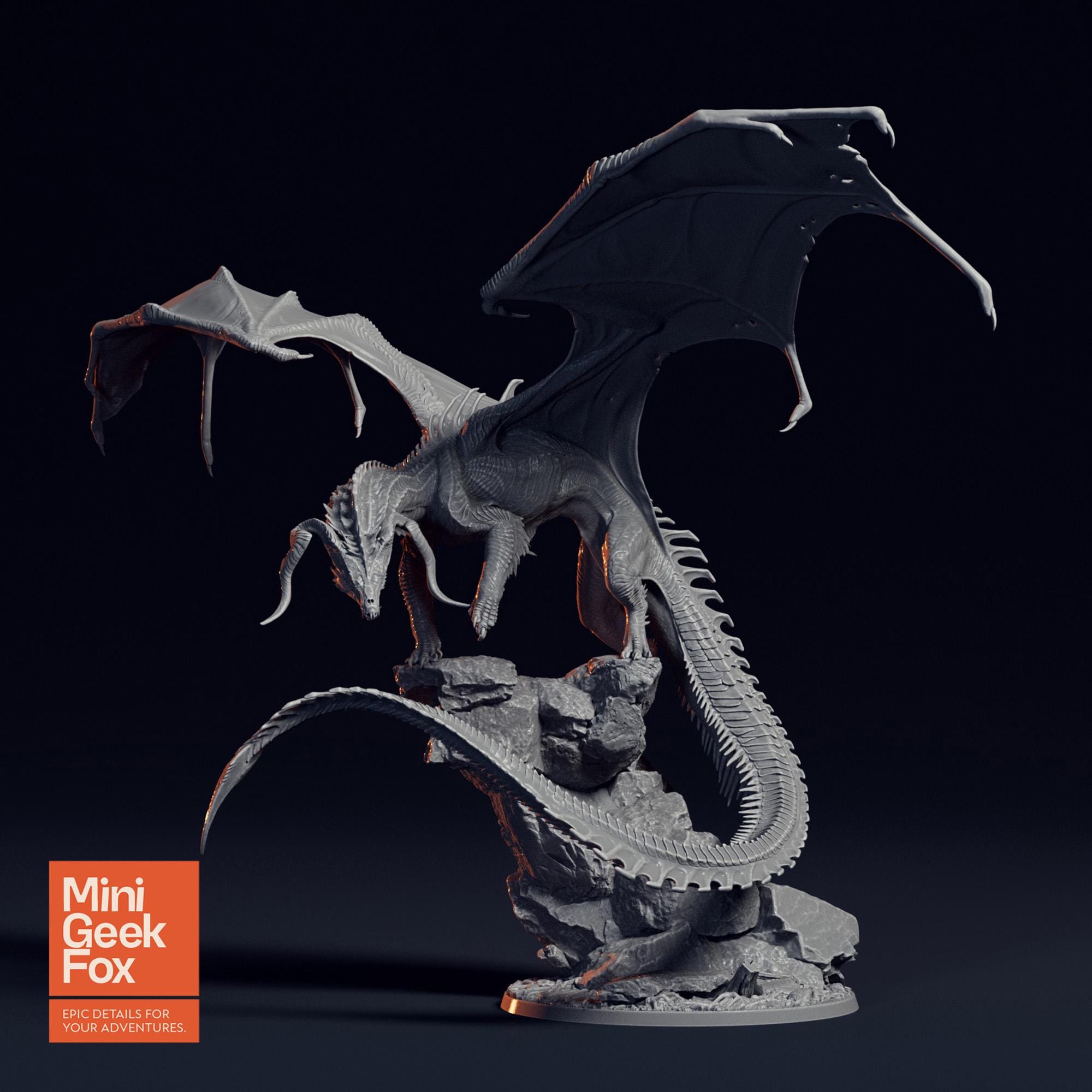 Chromatic black dragon - epic dnd miniatures, fantasy tabletop rpg miniature - dungeons and dragons - d&d