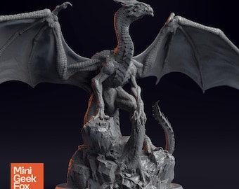 Young White Dragon Miniature - DnD Monster, Fantasy Tabletop RPG