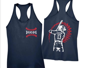 Custom Baseball Mom  Racerback & Vneck Shirt, Personalized Baseball Racerback, Double Sided Racerback, Baseball  Mom Gift, IMC1298