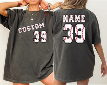 Personalized Baseball Comfort Colors Shirt, Custom Baseball Shirt,  Custom Baseball Team Tshirt, Name And Number Baseball Tee IMC830