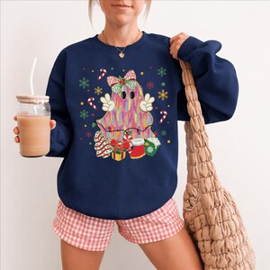 Cute Christmas Ghost Sweatshirt, Halloween Ghost Hoodie, Spooky Christmas Sweater, Funny Xmas Matching Shirt, Christmas Gift image 4
