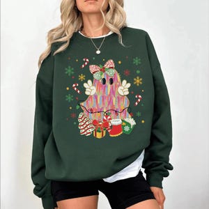 Cute Christmas Ghost Sweatshirt, Halloween Ghost Hoodie, Spooky Christmas Sweater, Funny Xmas Matching Shirt, Christmas Gift image 5