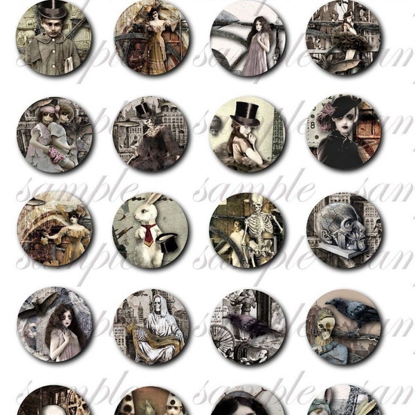 StEaMpUnK zOmBiEs  aNd StUff - 1 inch circle sampler - Digital Collage Sheet (no 160)