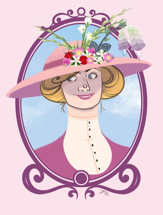 Victorian Flower Hat Print 