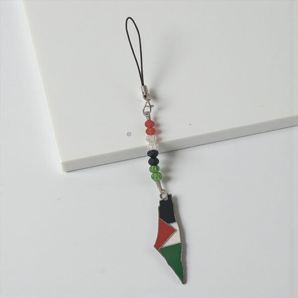 Palestine Handmade Beaded Filasteen Map Phone, Bag, Pencil Case  Charm | Unisex |  Gift | Charm