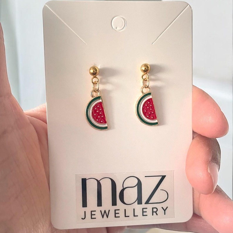 Palestine Watermelon Earrings: Hypoallergenic Studs, Filasteen Jewelry Jewellery, Stainless Steel Studs, Filastin Earring Bild 4
