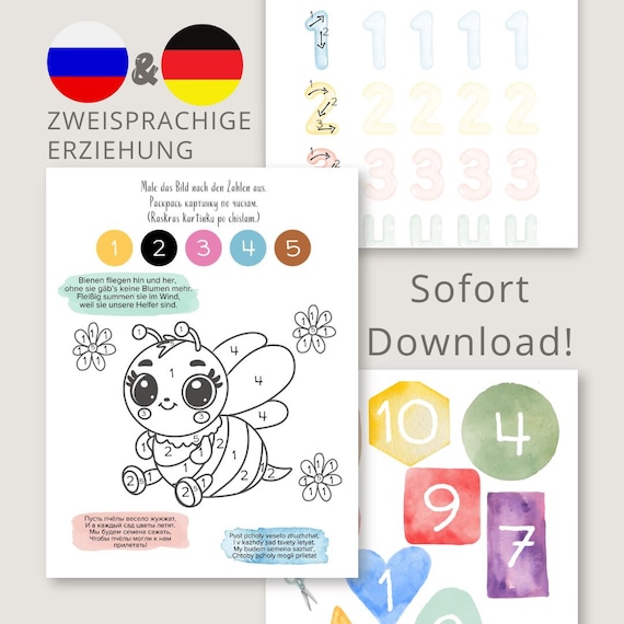 Zahlen lernen leicht gemacht - Изучаем числа легко и весело - Zweisprachige Erziehung (deutsch/russisch)