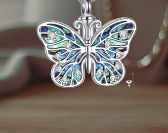 Butterfly Urn Necklace For Ashes 925 Sterling Silver Butterfly Keepsake Memorial Cremation Jewelry for Women