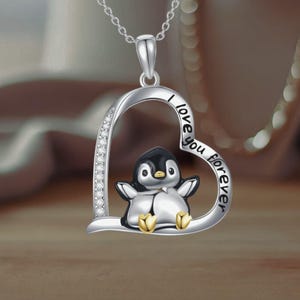 Cute Penguin Necklace For Women 925 Sterling Silver Pendant Necklace Cute Animal Jewelry
