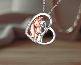 YL Collana a Ferro di Cavallo in Argento 925 con Aprile Pietra Portafortuna Zirconia Cubica Bianco Gioielli con Ciondolo a Forma di Cavallo per Donna Fidanzata