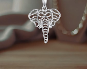 Colar de elefante em prata de lei para mulheres, joia com tema animal.