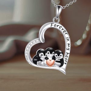 Penguin Necklace Cute Necklace 925 Sterling Silver with Cubic Zirconia Animal Wife Penguin Necklace