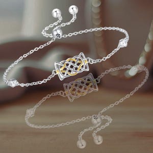 Pulseira de nó celta para mulheres Pulseira de prata esterlina para mulheres