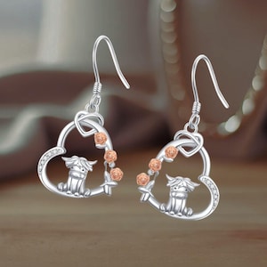 Highland Cow Earrings 925 Sterling Silver Earrings Highland Cow Jewelry Christmas Birthday Gifts for Women