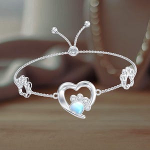 Sterling Silver Paw Print Bracelet for Animal Bracelet Paw Print Bracelet Jewelry Gift for Women