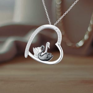 Swan Pendant Necklace 925 Sterling Silver Animal Necklace Cute Jewelry Gifts for Women
