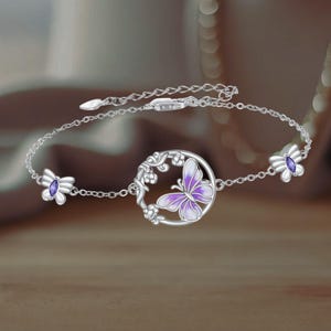 Cute Butterfly Bracelet 925 Sterling Silver Butterfly Jewelry for Women