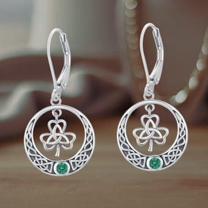 Four Leaf Clover Shamrock Earrings Drop Dangle Celtic Earrings For Women
