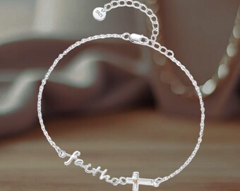 Faith Cross Bracelet Anklet for Woman Mustard Seed Bracelet Cross Faith