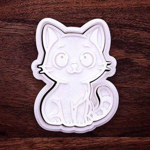 Cat Cookie Cutter, Optional Stamp, Cute Animal Baking Mold Mini to XL for Pet Parties, Cat Lover Gifts, Cookies, Fondant, Crafts and Clay