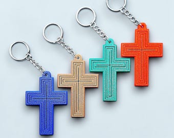 Articulated Cross Fidget Keychains: Faith-Based Sensory Toy, Handmade in USA, 30 Colors, Bulk Discounts
