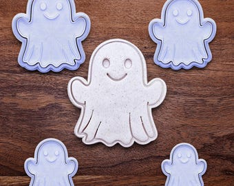 Ghost Cookie Cutter Set: Halloween Baking Mold with Optional Stamp, USA Handmade