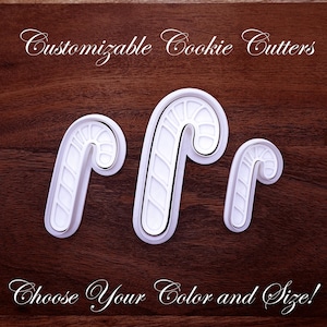Candy Cane Cookie Cutter Set: Christmas Holiday Baking with Optional Stamp