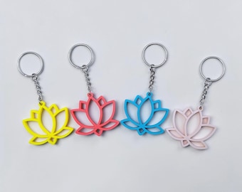 Lotus Flower Keychain: Eco-Friendly Yoga Charm, Handmade in USA, 30 Colors, Bulk Discounts
