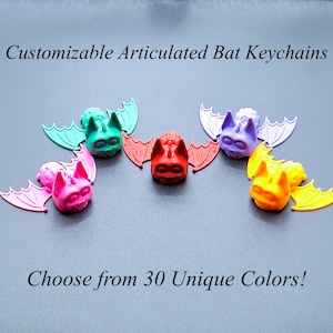 Articulated Bat Keychains (4) Cute Halloween Bat Charms, Handmade Spooky Gift, Eco-Friendly Gothic Keyring Accessory, Creepy Fidget Favors