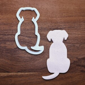 Dog-shaped cookie cutter made from compostable bioplastic, ideal for baking full-sized dog treats, fondant crafts, or clay projects.
