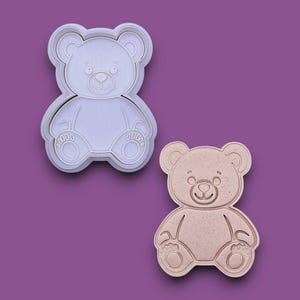 Teddy Bear Cookie Cutter: Stuffed Animal Design, Optional Stamp, USA Handmade, 30 Colors